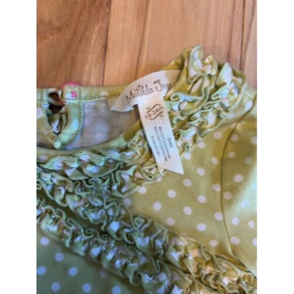 Matilda Jane Make Believe Front Row Tunic Top 18-24 mo Lime Polkadot Floral - Picture 2 of 5